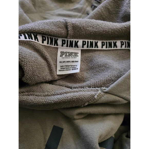 Women's PINK Victoria's Secret Olive Green Cropped Hoodie XS - Picture 6 of 8